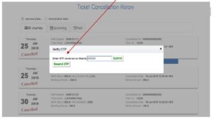 irctc ticket cancel otp verify