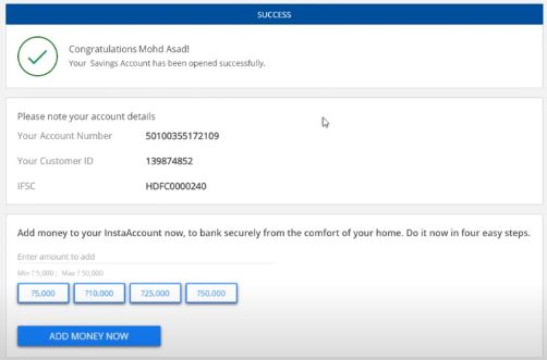 hdfc account open