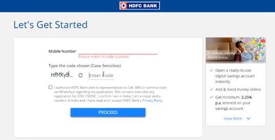HDFC Instant Account Opening 