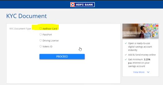 HDFC Instant Account Opening 