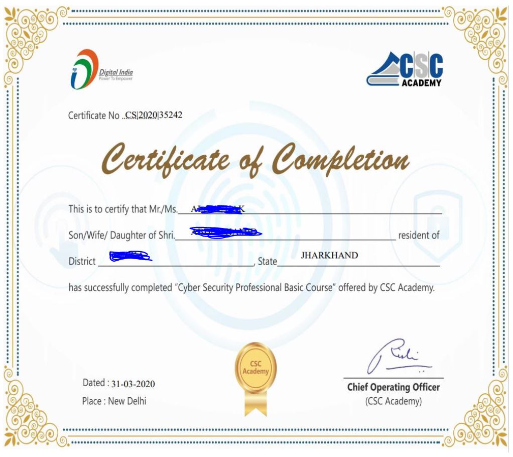 CSC VLE Certificate