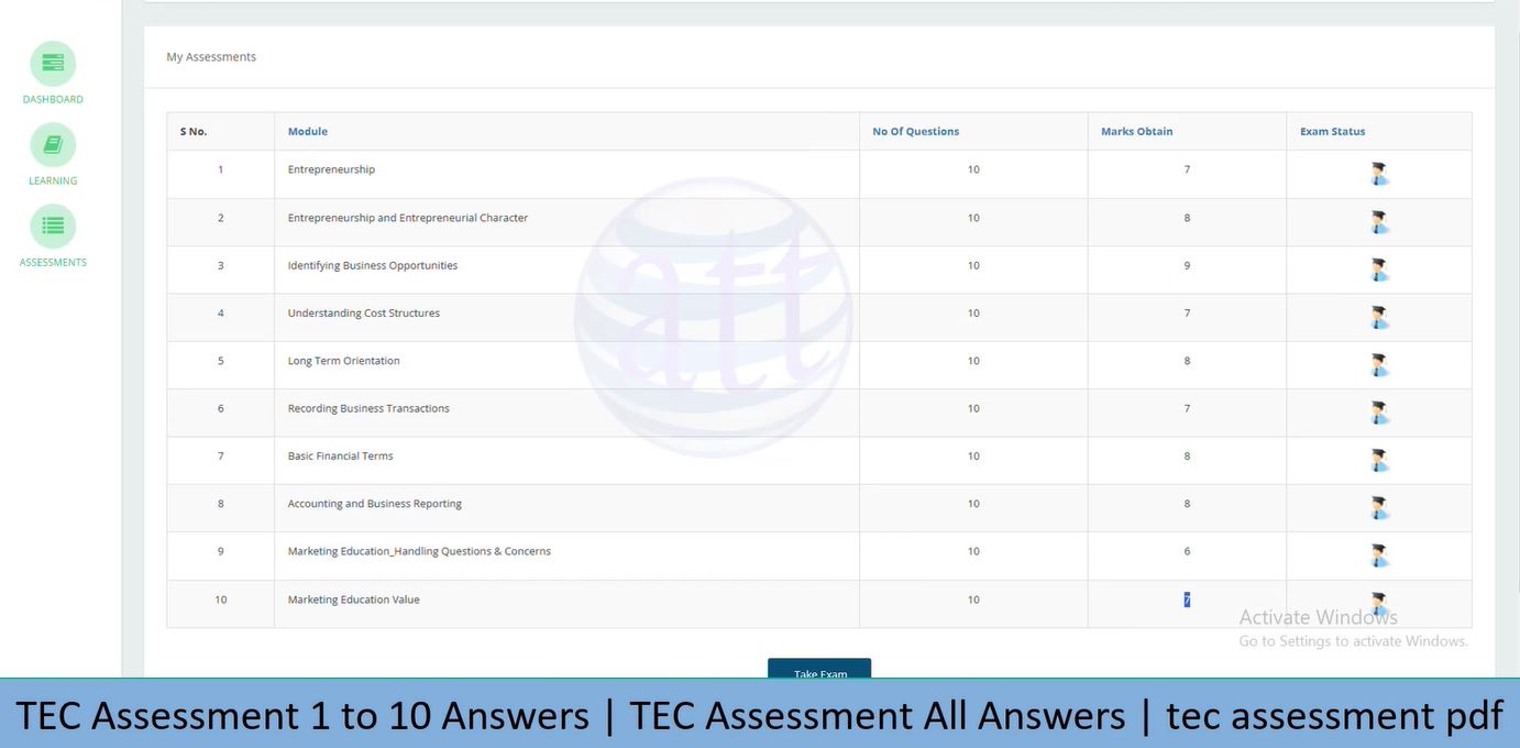 TEC Assessment All Questions and Answers