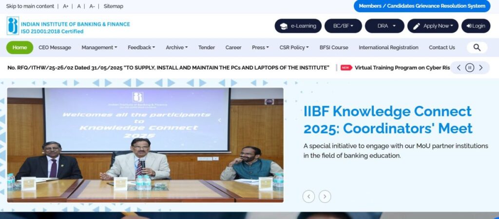 Official Website IIBF Exam Registration