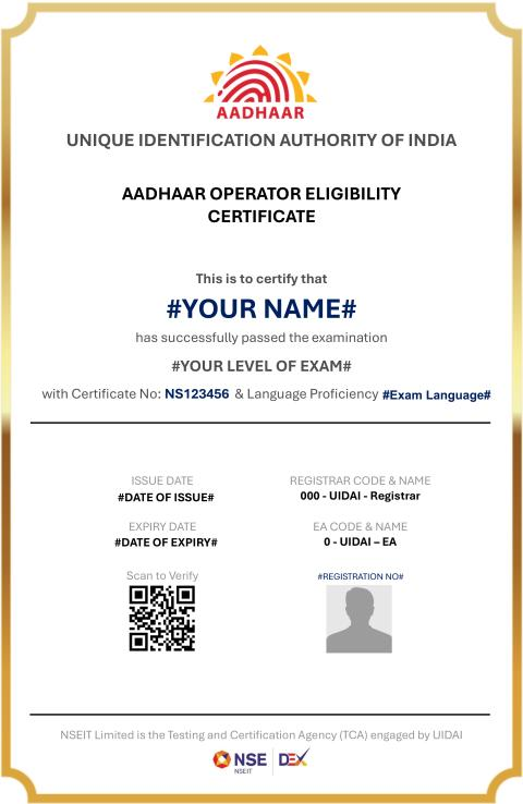 aadhar supervisor exam registration 2025